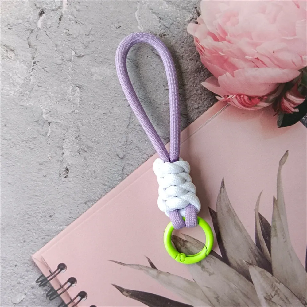 Porte-clés tressé à la main pour téléphone portable, dragonne en corde anti-perte, porte-clés de voiture pour homme et femme 20