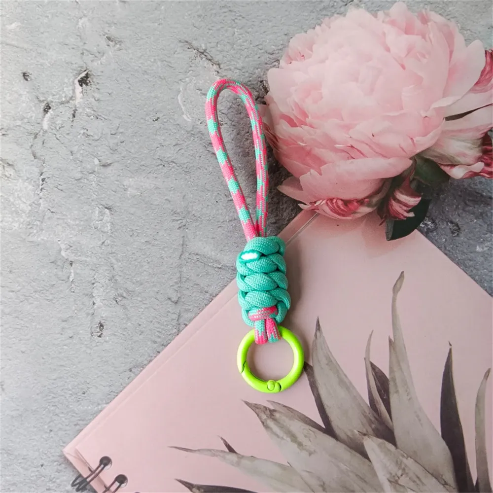 Porte-clés tressé à la main pour téléphone portable, dragonne en corde anti-perte, porte-clés de voiture pour homme et femme 7