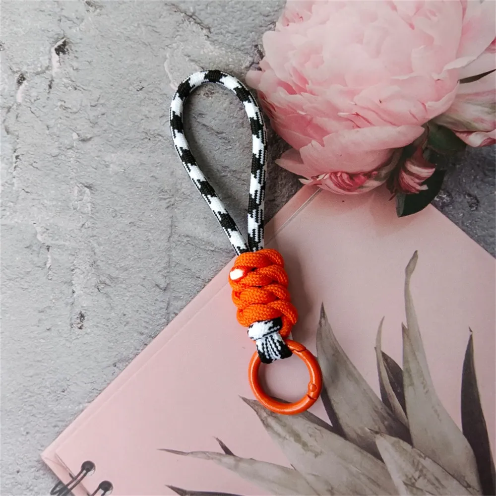 Porte-clés tressé à la main pour téléphone portable, dragonne en corde anti-perte, porte-clés de voiture pour homme et femme 14