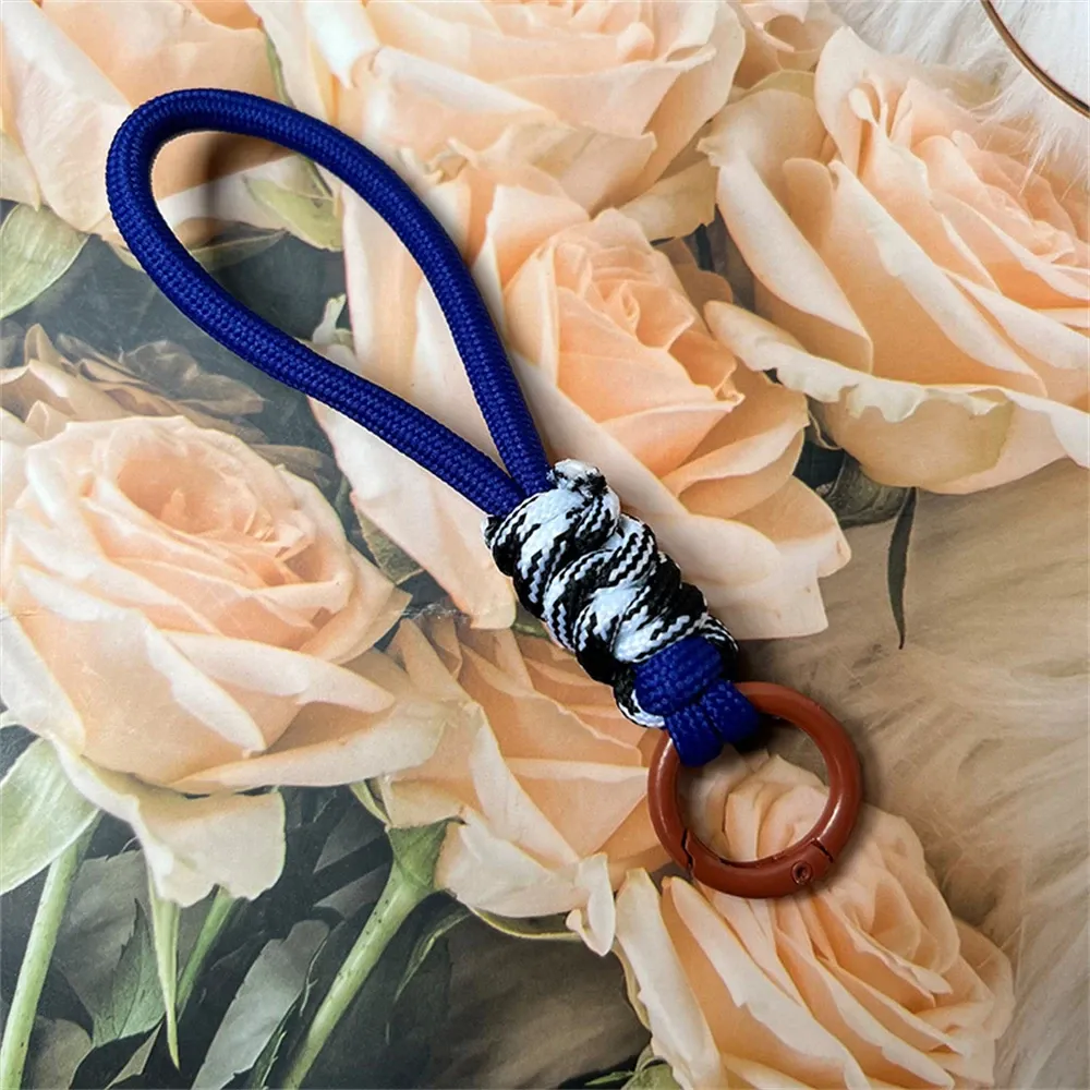 Porte-clés tressé à la main pour téléphone portable, dragonne en corde anti-perte, porte-clés de voiture pour homme et femme 12