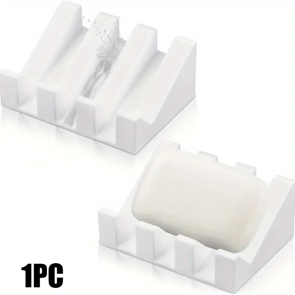 Porte-savon en silicone auto-drainant à plateaux rectangulaires en cascade pour salle de bain 8