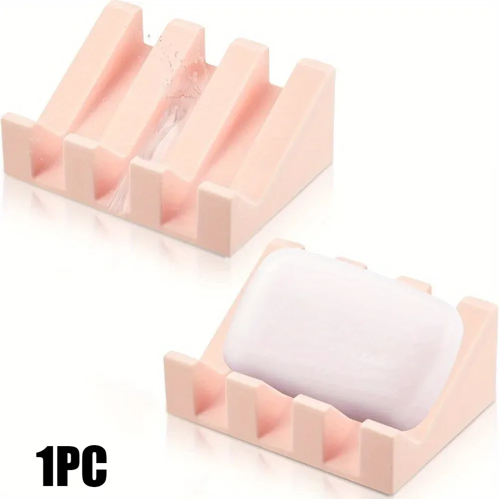 Porte-savon en silicone auto-drainant à plateaux rectangulaires en cascade pour salle de bain 11