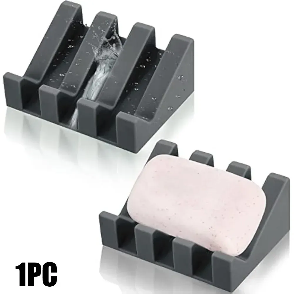 Porte-savon en silicone auto-drainant à plateaux rectangulaires en cascade pour salle de bain 9