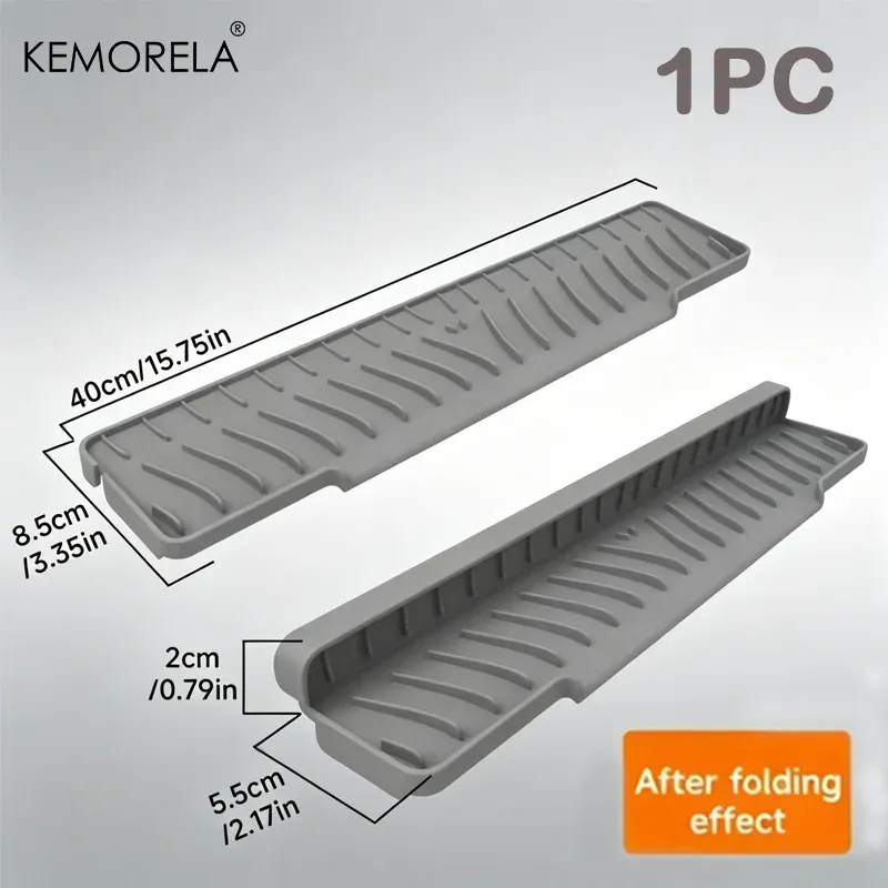 Tapis de drainage en silicone antidérapant pour évier, cuisine et salle de bain, avec protection du robinet, 1 pièce 7