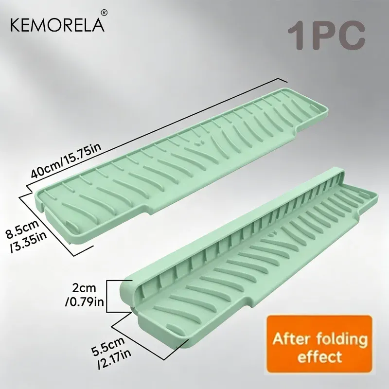 Tapis de drainage en silicone antidérapant pour évier, cuisine et salle de bain, avec protection du robinet, 1 pièce 8
