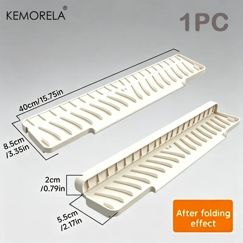 Tapis de drainage en silicone antidérapant pour évier, cuisine et salle de bain, avec protection du robinet, 1 pièce 9