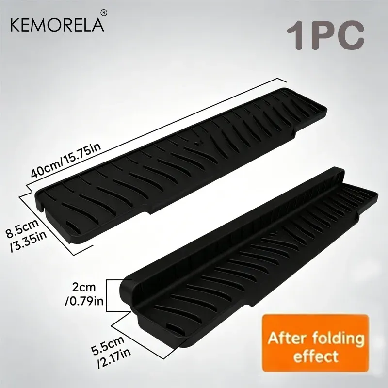 Tapis de drainage en silicone antidérapant pour évier, cuisine et salle de bain, avec protection du robinet, 1 pièce 10