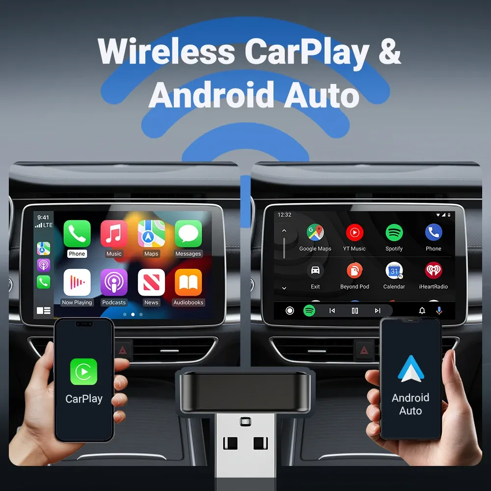 Adaptateur CarPlay filaire vers sans fil 2 en 1 pour Android Auto, boîtier intelligent WiFi 5 GHz, connexion USB-C/USB 3
