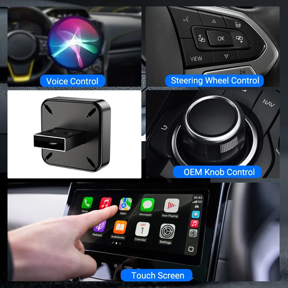 Adaptateur CarPlay filaire vers sans fil 2 en 1 pour Android Auto, boîtier intelligent WiFi 5 GHz, connexion USB-C/USB 6