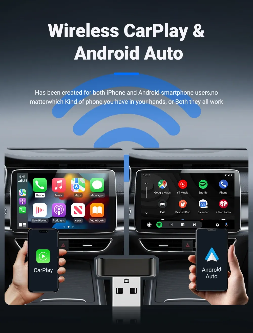 Adaptateur CarPlay sans fil, finition soignée