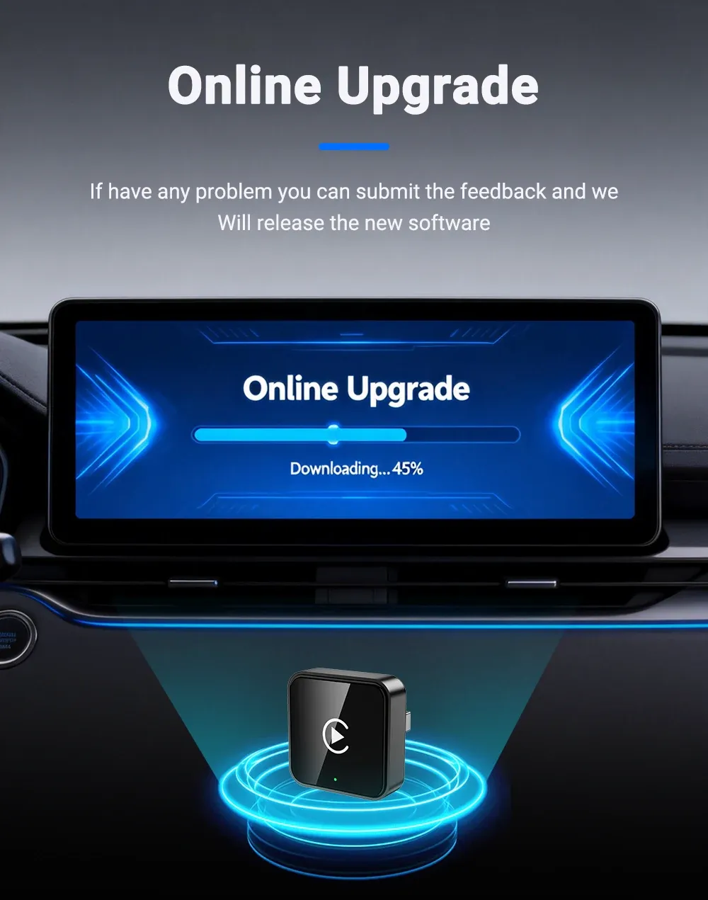 Adaptateur CarPlay sans fil, affichage sur écran