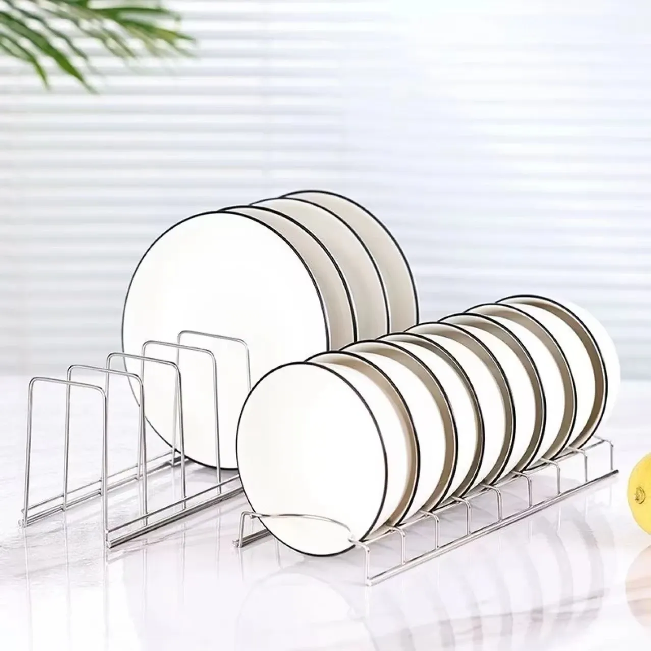 Égouttoir à vaisselle multifonction en acier inoxydable avec support pour assiettes et bols 4