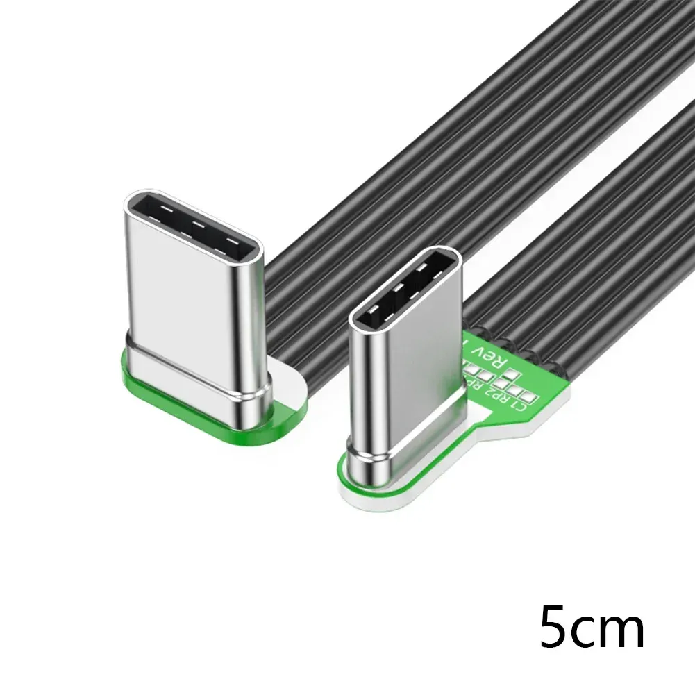 Câble adaptateur USB-C coudé à 90° en silicone souple, compatible batterie externe, charge PD 2A, transfert de données 480 Mbps 12