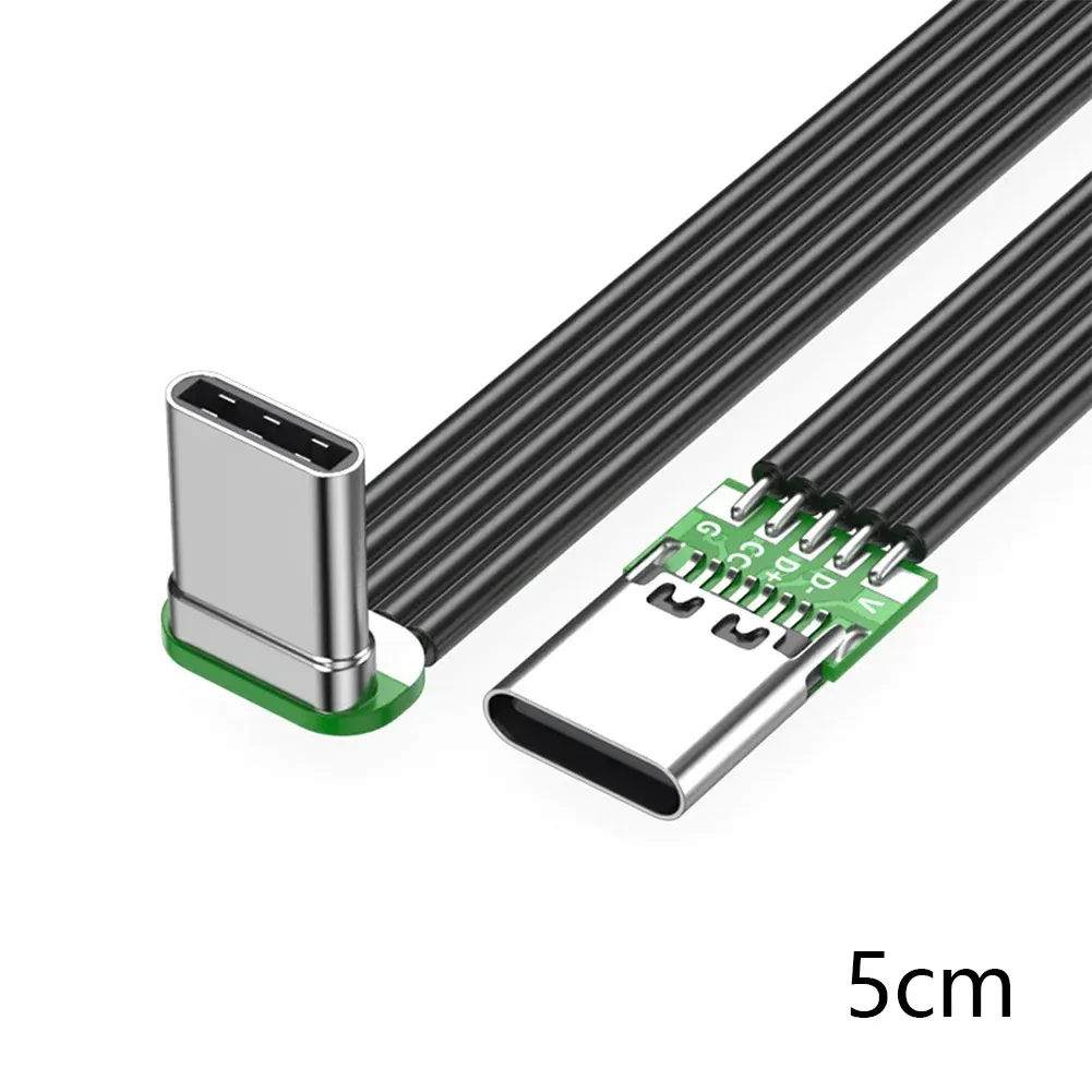 Câble adaptateur USB-C coudé à 90° en silicone souple, compatible batterie externe, charge PD 2A, transfert de données 480 Mbps 8