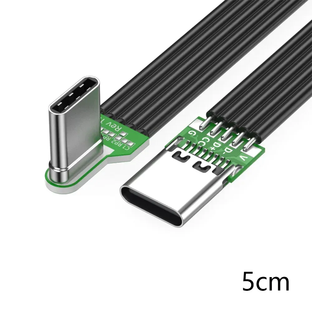 Câble adaptateur USB-C coudé à 90° en silicone souple, compatible batterie externe, charge PD 2A, transfert de données 480 Mbps 7