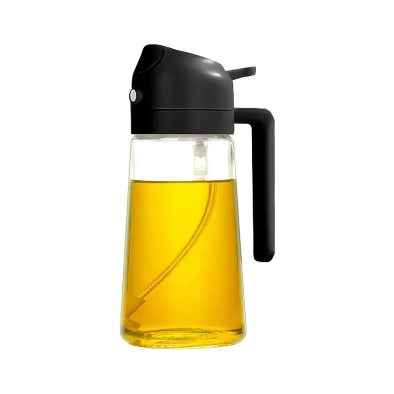Bouteille vide d'huile de 500 mL, pulvérisateur et verseur 2 en 1, récipient d'huile en plastique, distributeur d'huile de cuisine, vaporisateur à huile pour camping et barbecue 10