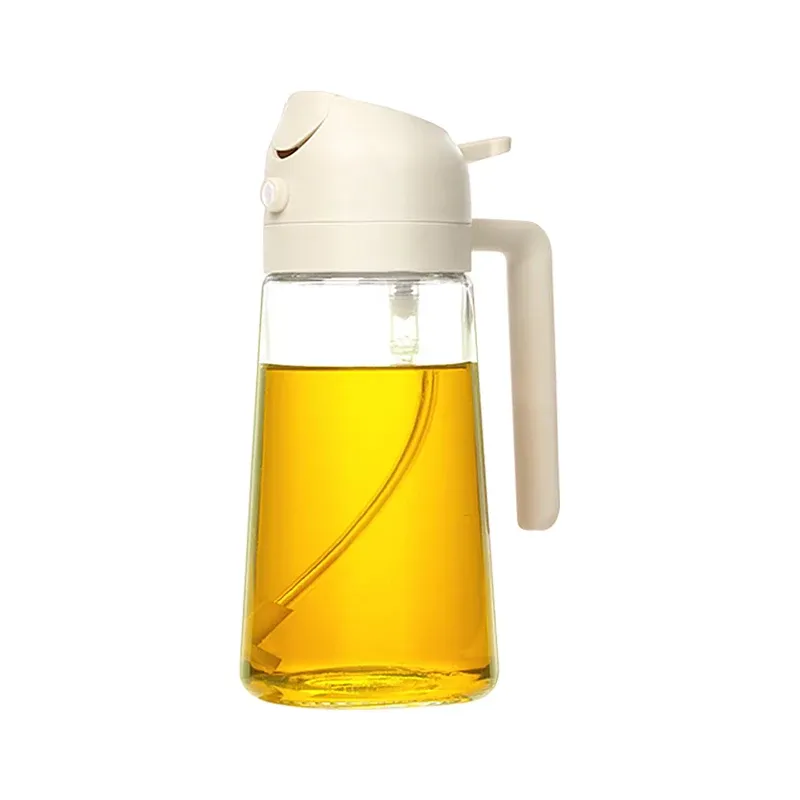 Bouteille vide d'huile de 500 mL, pulvérisateur et verseur 2 en 1, récipient d'huile en plastique, distributeur d'huile de cuisine, vaporisateur à huile pour camping et barbecue 11