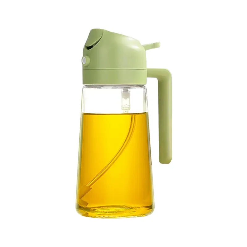 Bouteille vide d'huile de 500 mL, pulvérisateur et verseur 2 en 1, récipient d'huile en plastique, distributeur d'huile de cuisine, vaporisateur à huile pour camping et barbecue 12