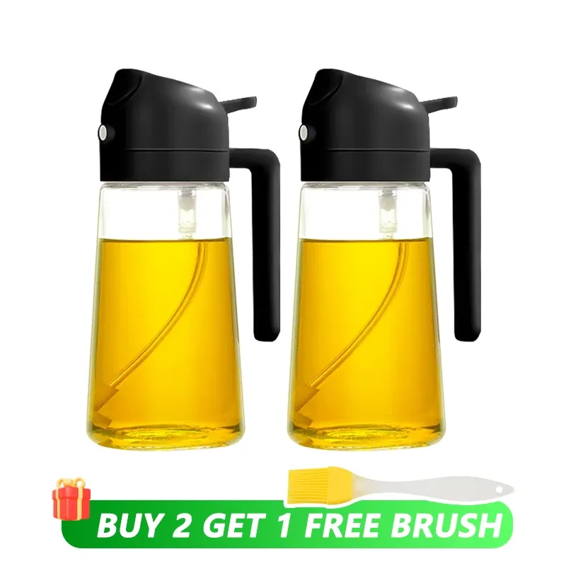 Bouteille vide d'huile de 500 mL, pulvérisateur et verseur 2 en 1, récipient d'huile en plastique, distributeur d'huile de cuisine, vaporisateur à huile pour camping et barbecue 14