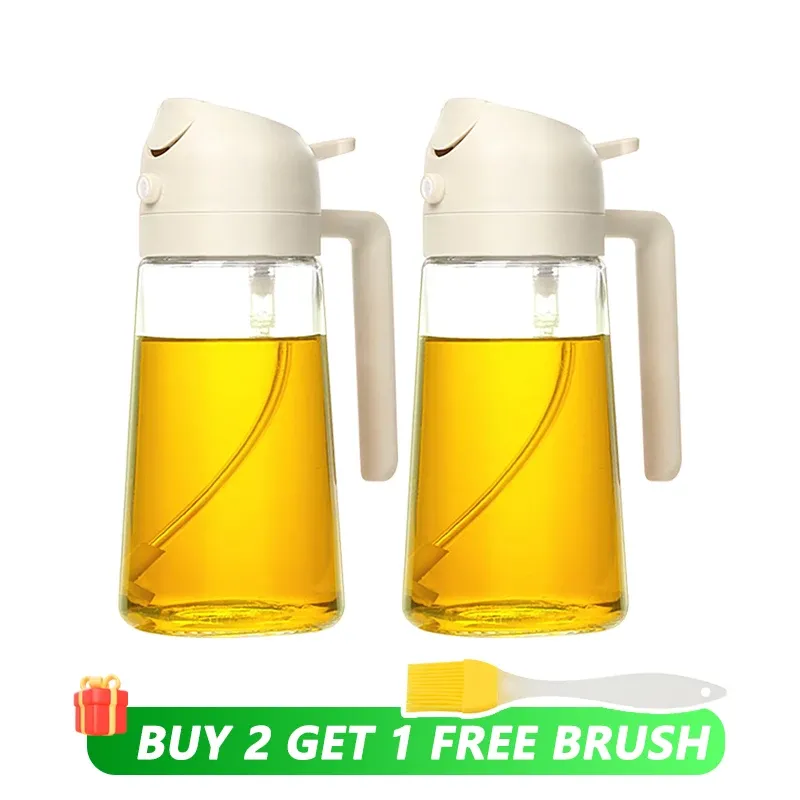 Bouteille vide d'huile de 500 mL, pulvérisateur et verseur 2 en 1, récipient d'huile en plastique, distributeur d'huile de cuisine, vaporisateur à huile pour camping et barbecue 15