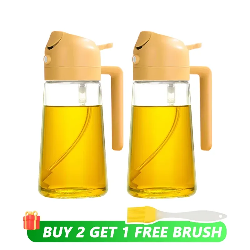 Bouteille vide d'huile de 500 mL, pulvérisateur et verseur 2 en 1, récipient d'huile en plastique, distributeur d'huile de cuisine, vaporisateur à huile pour camping et barbecue 7