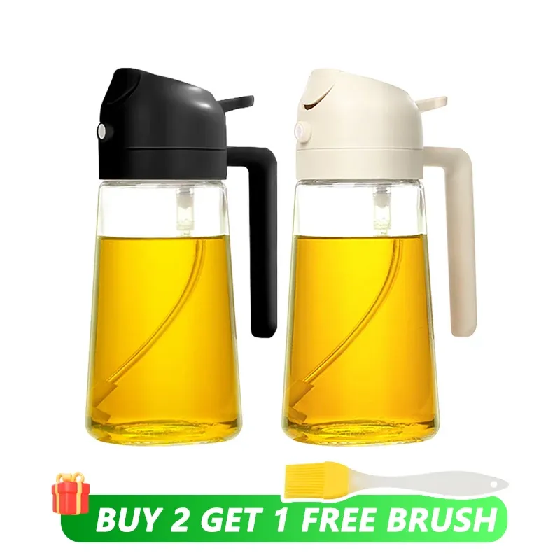 Bouteille vide d'huile de 500 mL, pulvérisateur et verseur 2 en 1, récipient d'huile en plastique, distributeur d'huile de cuisine, vaporisateur à huile pour camping et barbecue 8