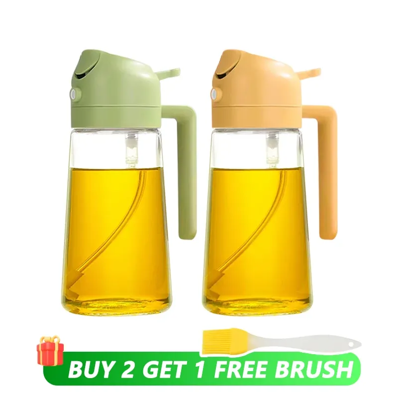 Bouteille vide d'huile de 500 mL, pulvérisateur et verseur 2 en 1, récipient d'huile en plastique, distributeur d'huile de cuisine, vaporisateur à huile pour camping et barbecue 9