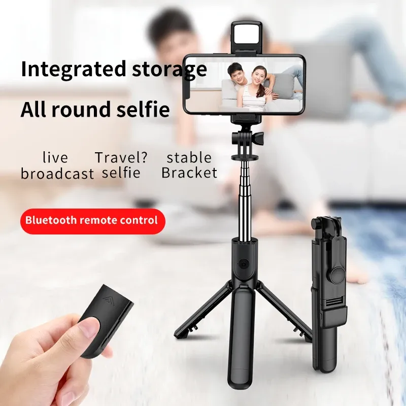 FGCLSY Trépied pour appareil photo de smartphone avec télécommande Bluetooth et lumière, perche à selfie sans fil avec support pour téléphone 2