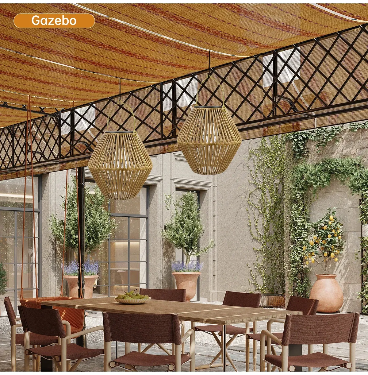 Lanterne solaire dans un jardin