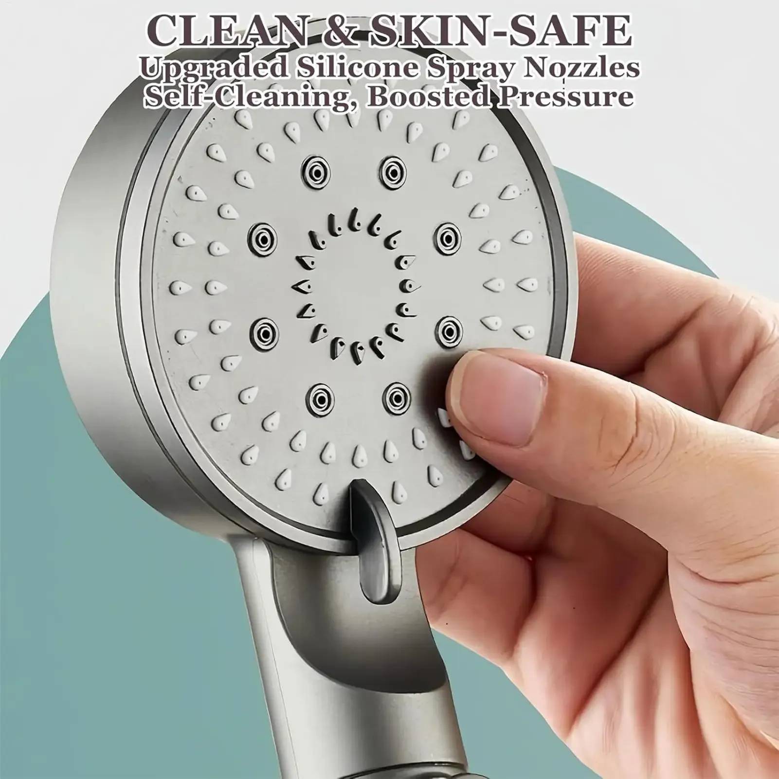 Pommeau de douche haute pression à 5 modes avec filtre intégré, buses en silicone et 5 filtres de rechange inclus 4