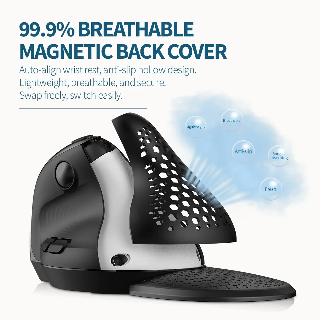 Souris verticale ergonomique Delux M618XSD Seeker avec écran OLED, 4000 DPI, rechargeable (1000 mAh), couvercle arrière amovible, pour ordinateur 6