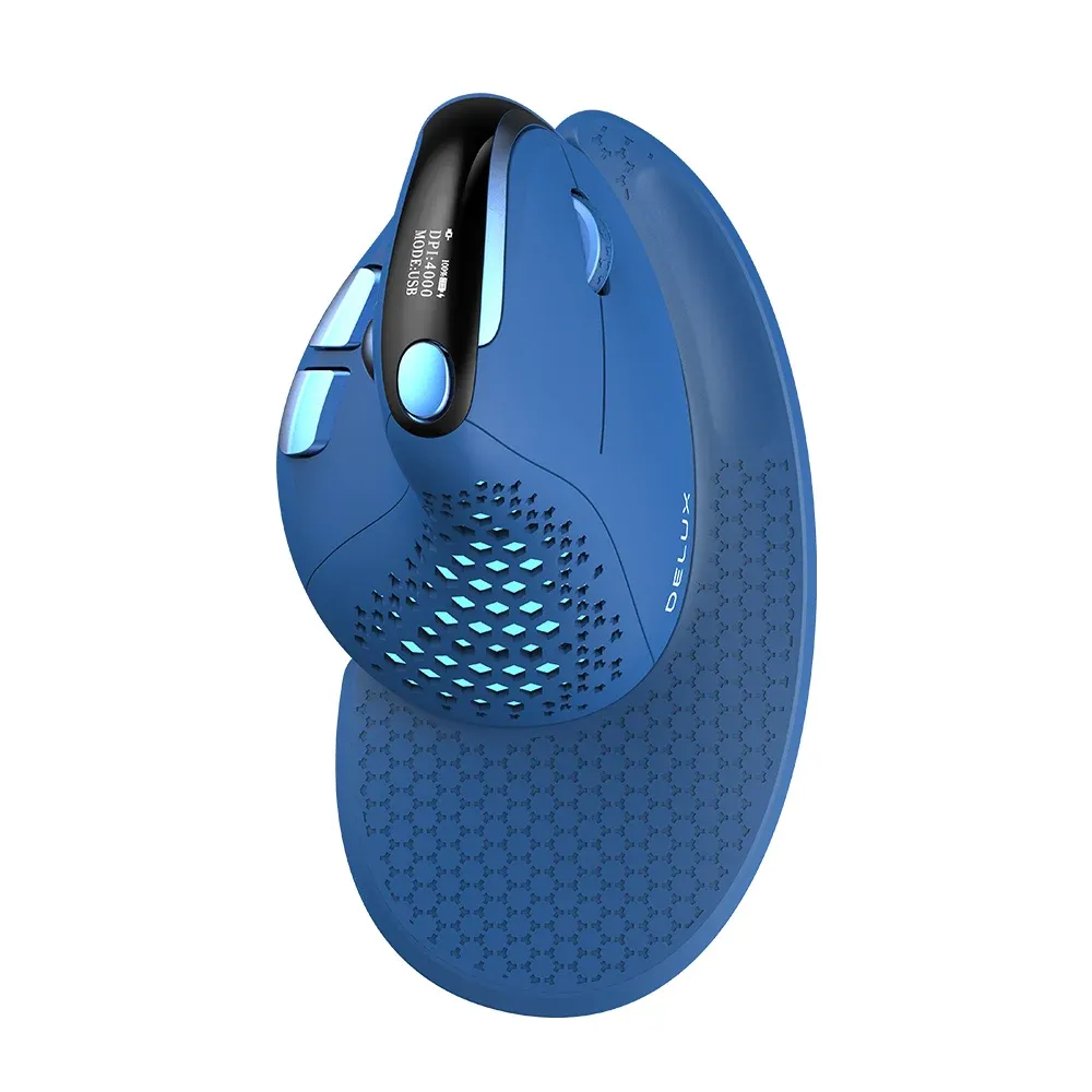 Souris verticale ergonomique Delux M618XSD Seeker avec écran OLED, 4000 DPI, rechargeable (1000 mAh), couvercle arrière amovible, pour ordinateur 10
