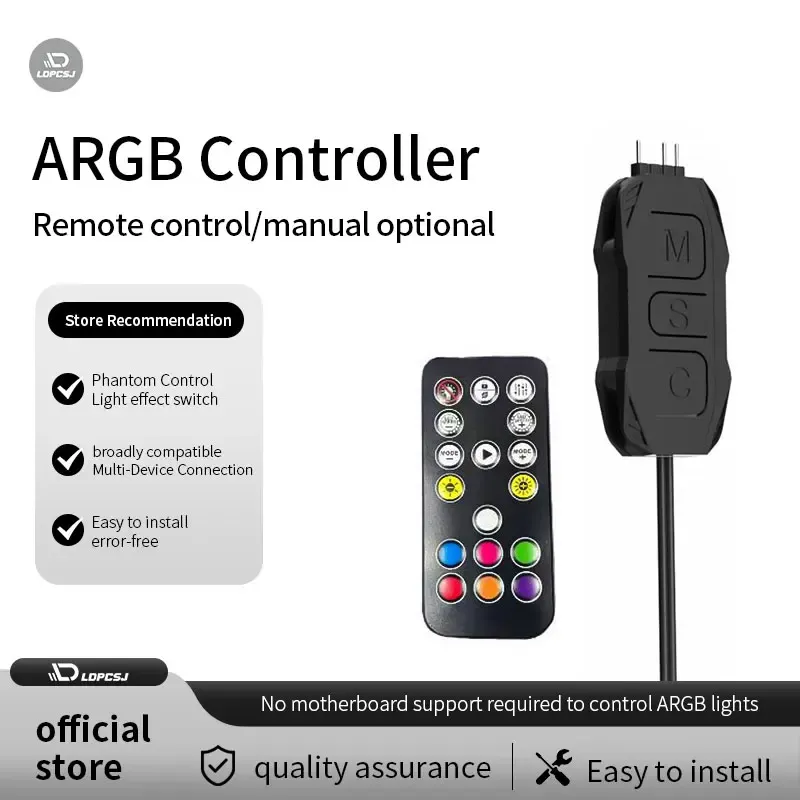 Contrôleur RGB Mini 5V 3 broches vers SATA LDPCSJARG pour ventilateur et radiateur de boîtier d'ordinateur, hub d'alimentation LED 3 broches