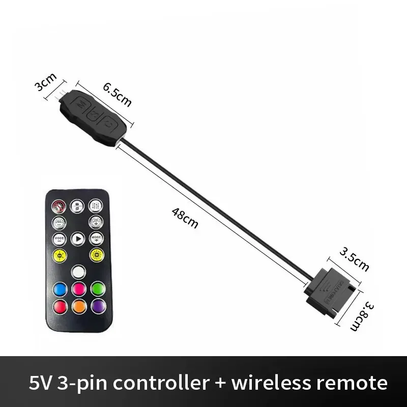 Contrôleur RGB Mini 5V 3 broches vers SATA LDPCSJARG pour ventilateur et radiateur de boîtier d'ordinateur, hub d'alimentation LED 3 broches 9