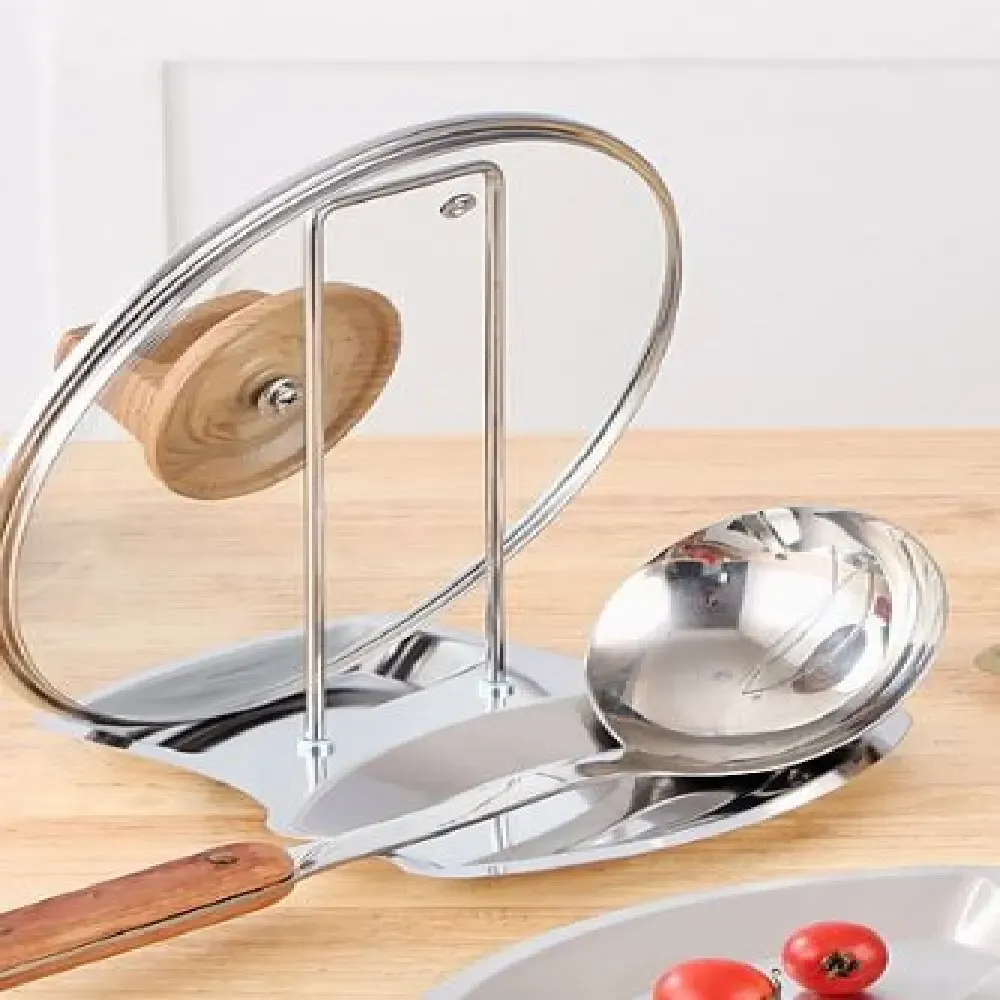 Support de couvercle de casserole en acier inoxydable, étagère de rangement pour ustensiles et vaisselle, organisateur multifonctionnel pour la cuisine 6