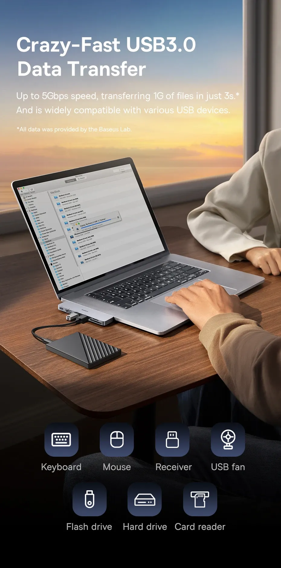 Transfert de données USB 3.0 ultra-rapide
