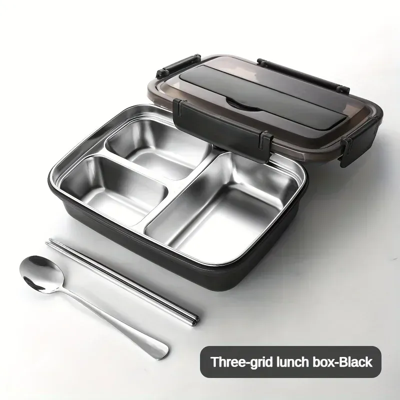 Boîte à déjeuner en acier inoxydable anti-fuite à 3 ou 4 compartiments – Bento durable et facile à nettoyer 8