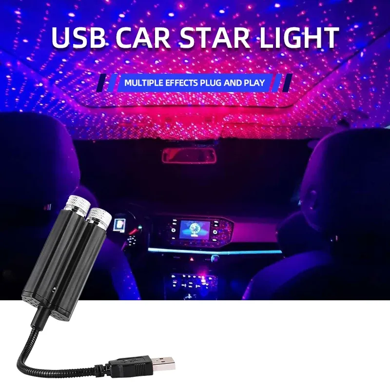 Veilleuse USB LED étoilée pour plafond de voiture, projecteur d'ambiance galaxie - Image 1