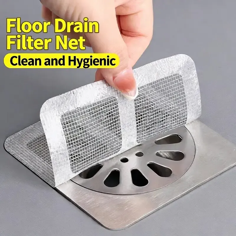 Lot de 10 ou 30 filtres adhésifs jetables en maille pour drain de douche, attrape-cheveux et bouchon de vidange pour salle de bain, cuisine et baignoire 3