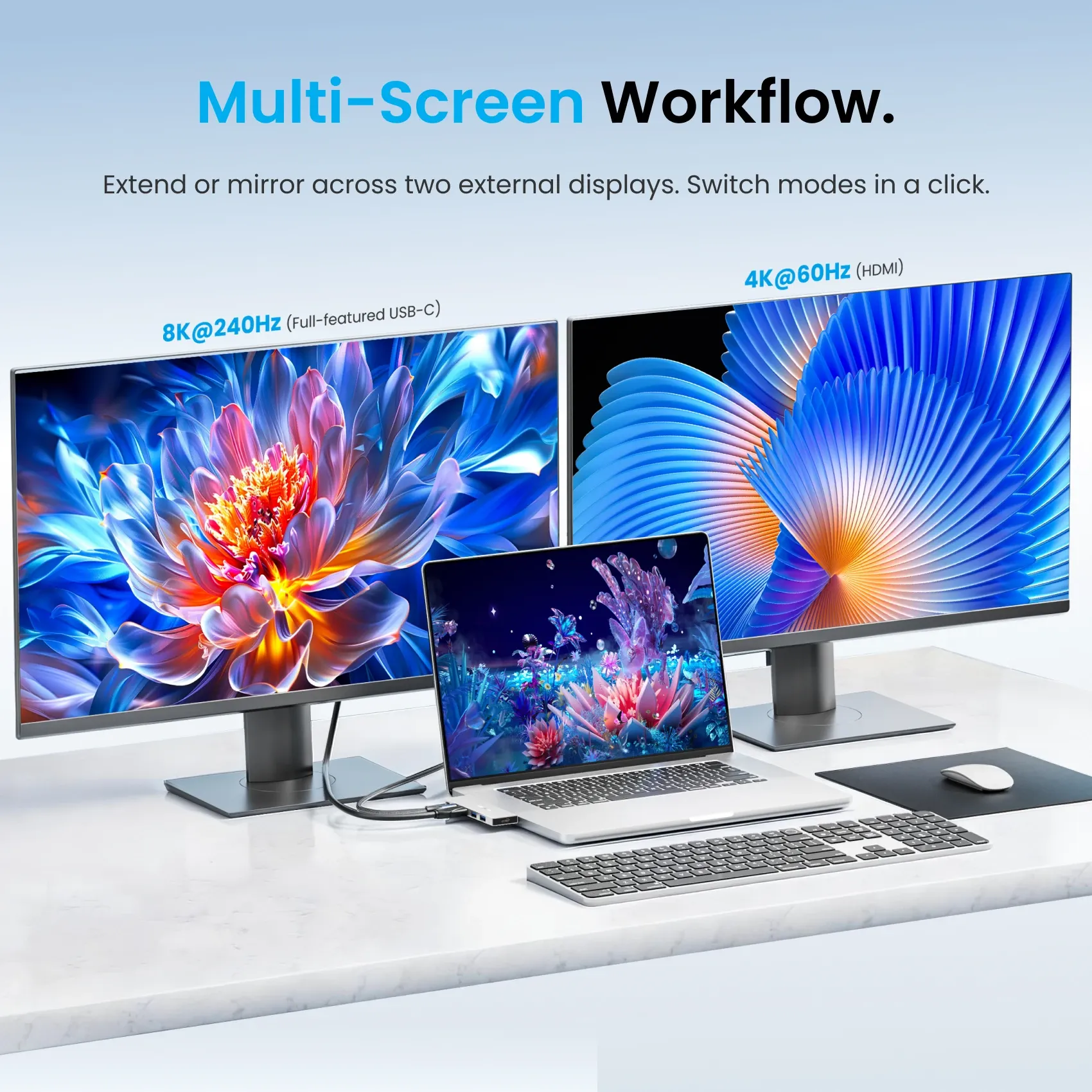 Hub USB-C Vention 6-en-2 Thunderbolt 4, 80 Gbit/s, 8K, station d'accueil pour MacBook Pro/Air, USB 3.0, HDMI 4K 60 Hz, compatible PC portable Windows 6
