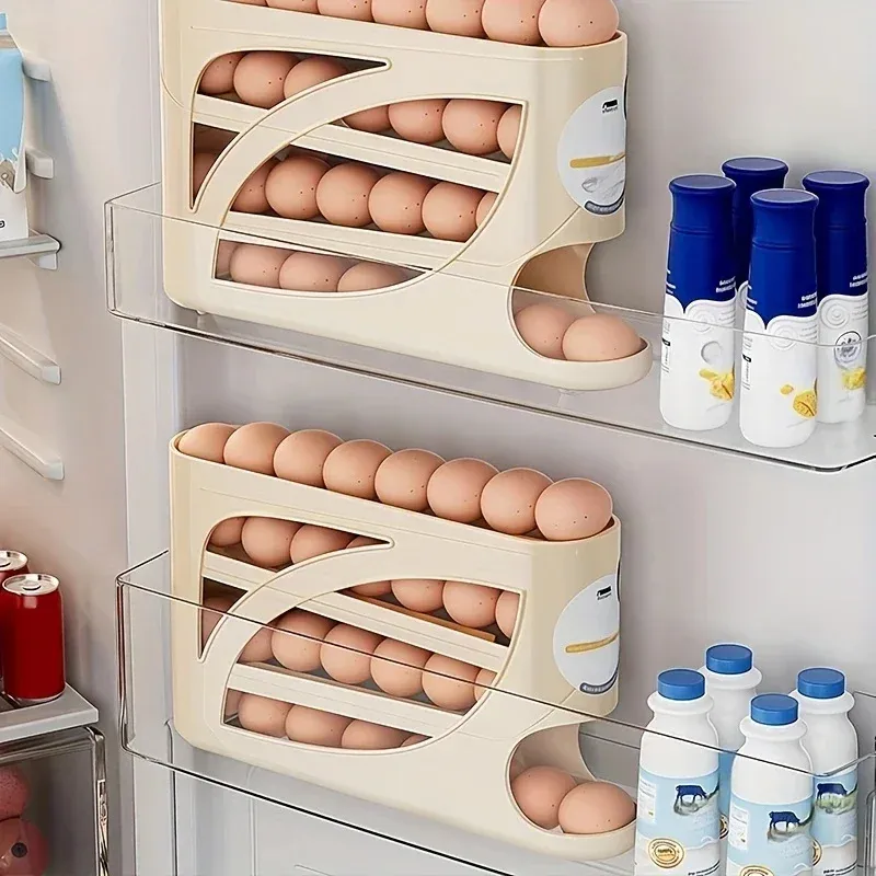 Conteneur de rangement à œufs roulant à 3 niveaux pour réfrigérateur, support organiseur 24 œufs 5