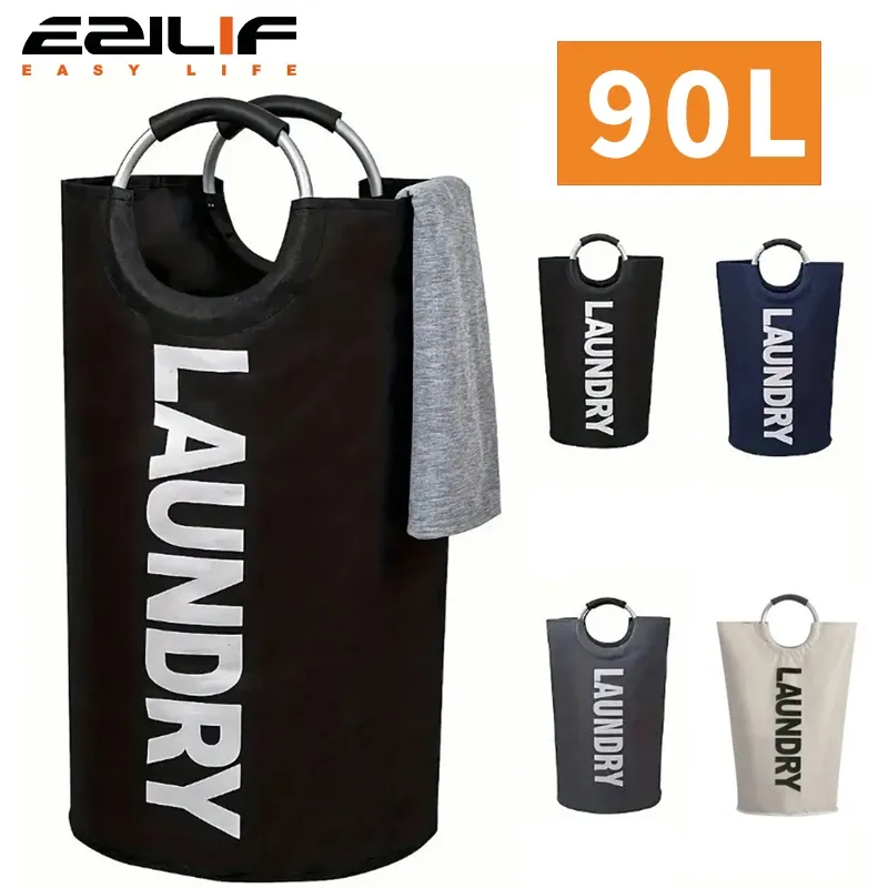 Grand panier à linge extra large imperméable avec poignée rembourrée, sac de rangement pliable pour salle de bain, buanderie et balcon - Image 1