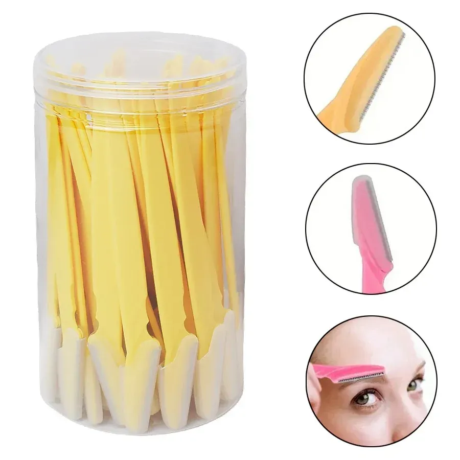 Rasoir à sourcils pour femme, outil de dermaplanage et rasoir facial polyvalent avec protège-lame de précision, lot de 30 pièces 19
