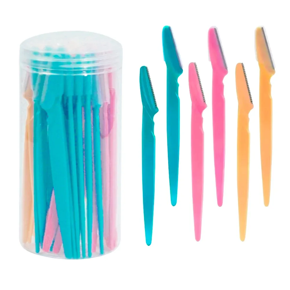 Rasoir à sourcils pour femme, outil de dermaplanage et rasoir facial polyvalent avec protège-lame de précision, lot de 30 pièces 14