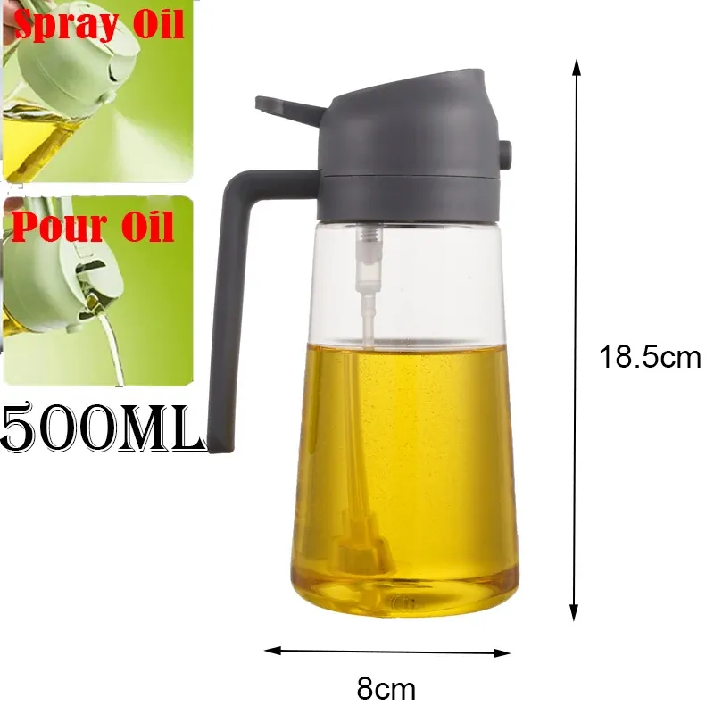 Pulvérisateur et distributeur d'huile de cuisine 2-en-1 en plastique, 500 ml, pour barbecue, cuisson et rôtissage 20