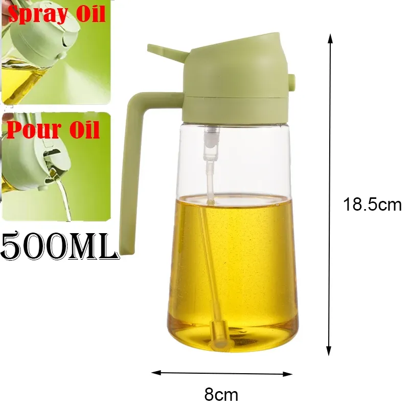 Pulvérisateur et distributeur d'huile de cuisine 2-en-1 en plastique, 500 ml, pour barbecue, cuisson et rôtissage 19