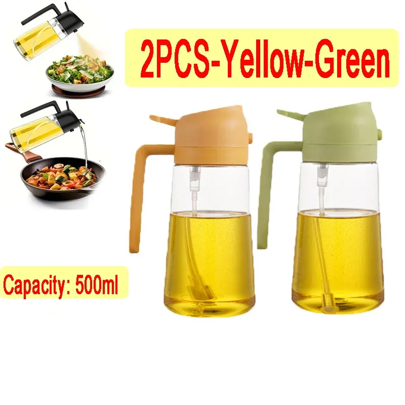 Pulvérisateur et distributeur d'huile de cuisine 2-en-1 en plastique, 500 ml, pour barbecue, cuisson et rôtissage 12