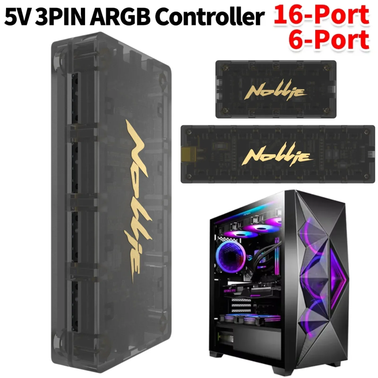 Contrôleur ARGB 5 V 3 broches avec séparateur adressable 8 voies, signal Nollie, compatible OpenRGB