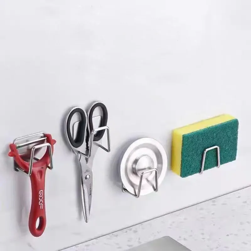 Porte-éponge mural en acier inoxydable avec ventouse, pour évier 4