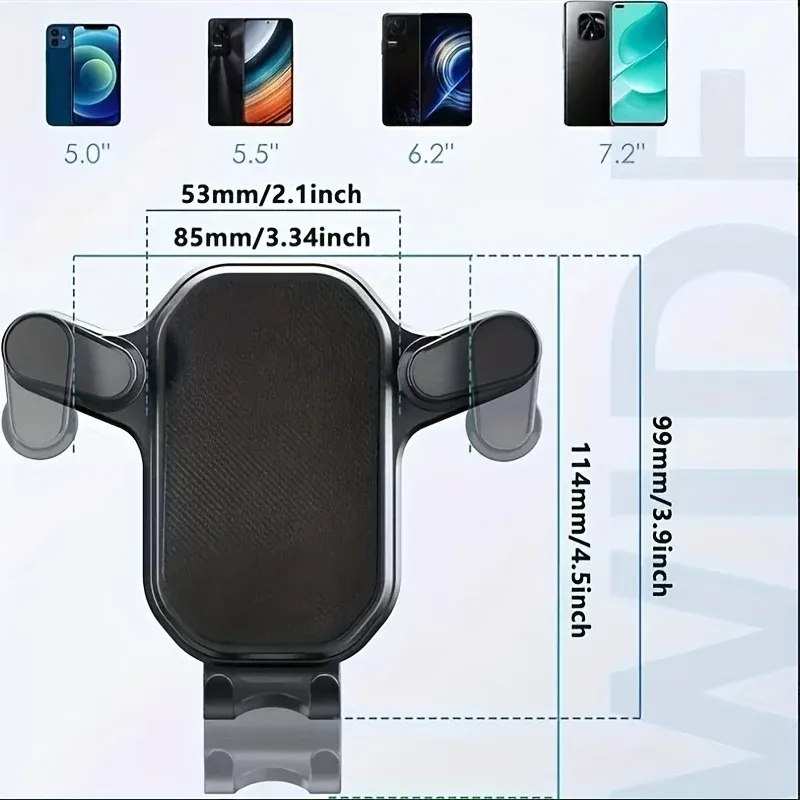 Support de téléphone pour voiture à fixer sur la grille d'aération, compatible smartphone et GPS, écran de 4,7 à 6,7 pouces 5